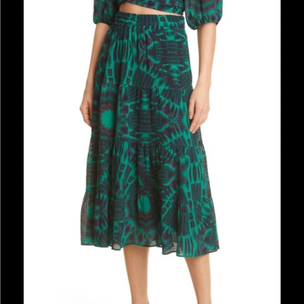 Ba&sh Elegant Green Patterned Skirt size s